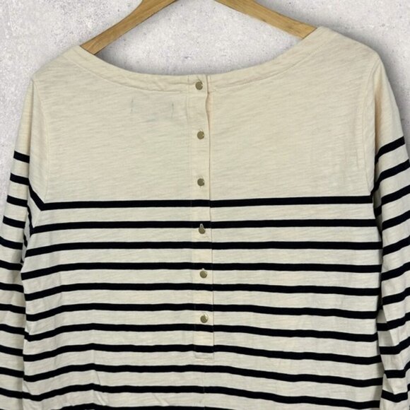 Sezane Striped Shift Dress Size Large Madewell Button Back Cream Black Mini Boho - Picture 7 of 13
